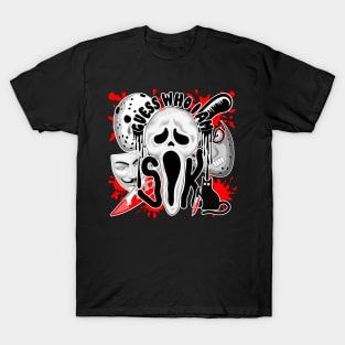 Scream Mask and various Horror Scary Characters Collage T-Shirt